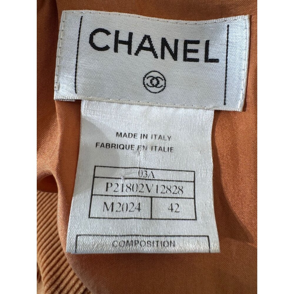 CHANEL 2003 03A Corduroy Coat Fur Trim Burnt Orange IT 42 Made in Italy - Picture 10 of 11